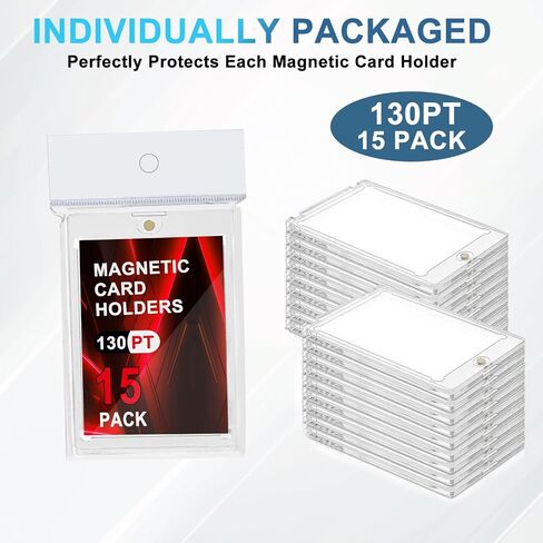180pt Magnetic Card Holders, 15ct One Card Touch Holder for Trading Cards, Baseball Card Protectors Hard Plastic, Magnetic Thick Card Display Case for Sports Cards, Game Cards in Kuwait
