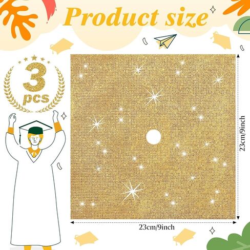 MotiMind 3 Sheets Construction Paper for Graduation Cap Decoration Bling Rhinestone Colorful Self-Adhesive Cardstock Grad Cap for Photo DIY Graduation Hat Topper Party Decoration(White) in Saudi Arabia