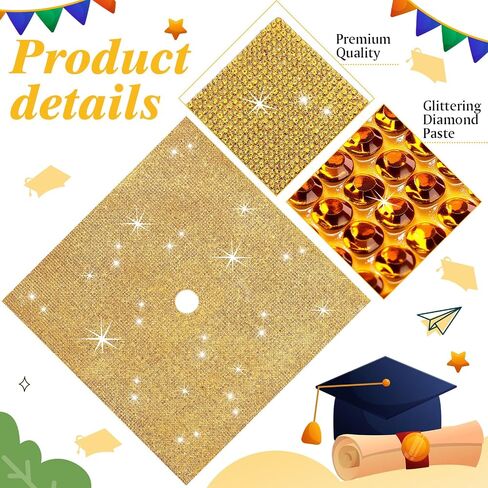MotiMind 3 Sheets Construction Paper for Graduation Cap Decoration Bling Rhinestone Colorful Self-Adhesive Cardstock Grad Cap for Photo DIY Graduation Hat Topper Party Decoration(White) in Saudi Arabia