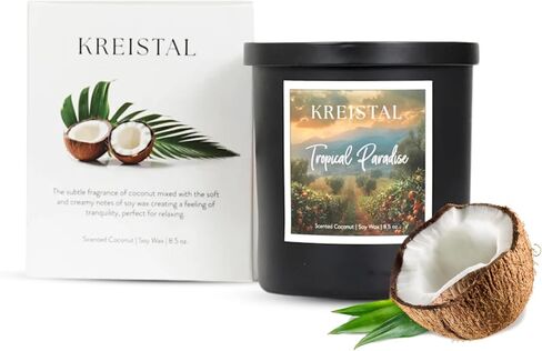 شموع معطرة فاخرة، شموع عطرية مع عطور زيتية أساسية، هدية مثالية لديكور المنزل، والاسترخاء، وتخفيف التوتر | صديقة للبيئة وطويلة الأمد (الجنة الاستوائية) in Saudi Arabia