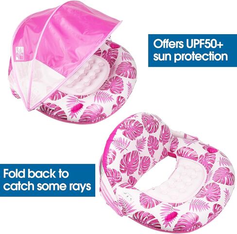 New Upgraded Pool Chair Float with Shade,XL Pool Floats for Adults Heavy Duty,Inflatable Pool Chair Lounge Float with Cup Holder & Backrest for Pool,Lake,Beach,Pink in Saudi Arabia
