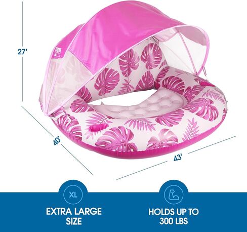 New Upgraded Pool Chair Float with Shade,XL Pool Floats for Adults Heavy Duty,Inflatable Pool Chair Lounge Float with Cup Holder & Backrest for Pool,Lake,Beach,Pink in Saudi Arabia