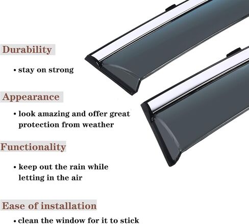Vesul Clip on Window Deflector Compatible with 2024 2025 Chevrolet Trax Rain Guard Vent Visor Security Shade Shield Cover with 304 Stainless Steel Trim in Saudi Arabia
