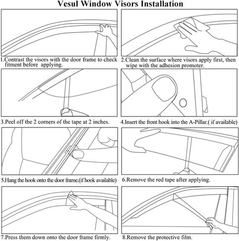 Vesul Clip on Window Deflector Compatible with 2024 2025 Chevrolet Trax Rain Guard Vent Visor Security Shade Shield Cover with 304 Stainless Steel Trim in Saudi Arabia