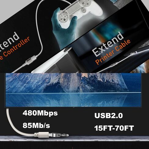YOTETION Long USB2.0 A to C Cable 50FT,USB2.0 A Cable to USB C 2.0 Cable Data Transfer Type C Cable for Android Auto/iPhone 15/Galaxy S21 S20 A53 A71/iPad Mini 6/Switch/PS5 Controller in Kuwait
