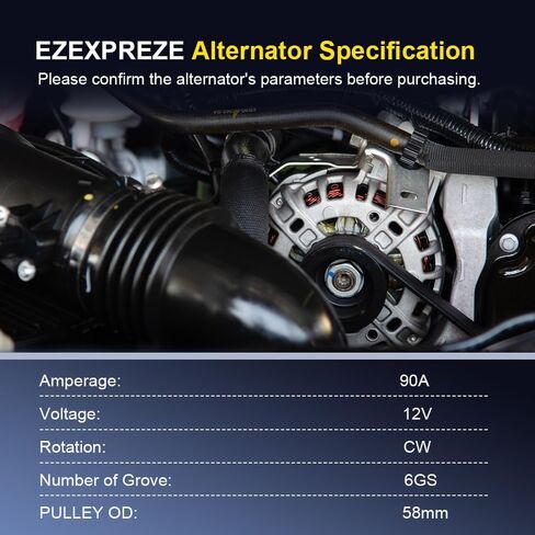 Alternator Compatible with 13-15 Ram 1500, 11-20 Grand Cherokee, 11-23 Chysler 300 Dodge Charger Durango, 15-23 Dodge Challenger 180A Repalce 4801778AF, 4801778AI, 56029789AA, 4210007040, 4210007041 in Kuwait