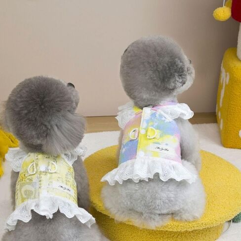 Breathable Dog Dress with Lace Trim & D-Rings, Stylish Outfit for Small Dogs, Cats, Yorkies & Chihuahuas, Elegant Pet Dress, Puppy Dresses for Girls(Yellow,XXL) in Kuwait