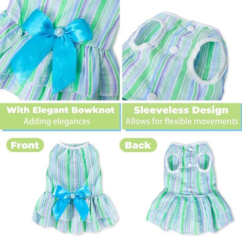 Dog Dress, Cute Pet Princess Dresses with Bright Color Design, Sweet Bowknot, Dog Clothes for Small Dogs Girl, Breathable & Lightweight, for Spring Summer, 2 Pack (Rose PinkBlue, X-Small) in Saudi Arabia