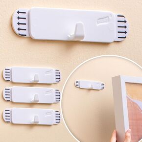 TAILI Picture Hangers 4 Pack, Adhesive Hanging Hooks Without Nails, No Damage Sawtooth Hangers, Art Hanger for Bathroom Kitchen Home Door Closet, Inclue 2 Extra Strips