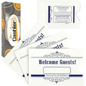 500 Cashier Depot Key Card Envelope/Sleeve " Welcome Guests" 2-3/8" x 3-1/2" Sturdy 24lb White Paper, 500/Box (Blue)