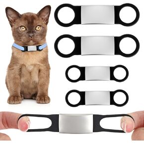 4pcs شريحة على علامات معرف الحيوانات الأليفة ، 2 أحجام سيليكون اسم الكلب اسم علامة مرنة الكلب الكلب العلامة المخصصة لها نطاقات البديل لا يوجد طوق الضوضاء للبسيسات والحيوانات الأخرى