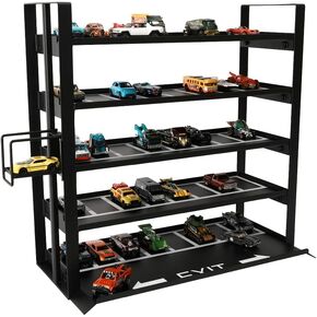 J Jackcube Design Hot Wheels & Matchbox Display Case - منظم تخزين السيارات الصلب من 5 مستويات مع نظام المصاعد ، يحمل 40-60 1/64 سيارات Diecast - MK952A
