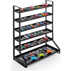 Metal Toy Car Parking Garage 1/64 Scale Toy Car Storage Black Model Car Display Shelf Model Cars Storage Cabinet Rack for Mini Toys and Small Wheels