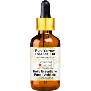 Greenwood Essential Pure Yarrow Essential Oil (Achillea millefolium) with Glass Dropper Steam Distilled 10ml (0.33 oz)