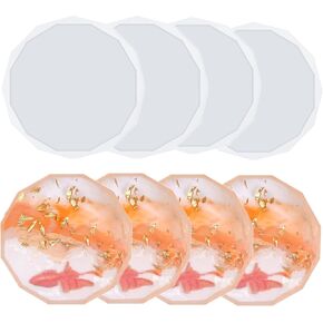 4 pcs Deep Coaster Molds, Round Coaster Molds for Epoxy Resin, Silicone Coaster Molds for Resin Coaster Molds for Flower Bouquet Preservation