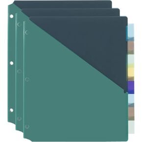 أمازون أساسيات الفواصل البلاستيكية 8-TAB مع جيوب ، لهجة ، 3 مجموعات ، متنوعة