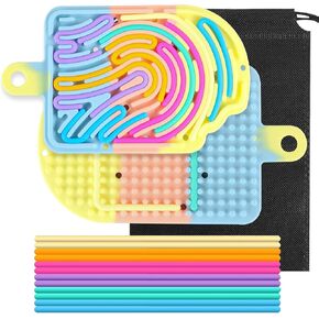 Sensory Activity Board - Double-Sided Silicone Fidget Toy, Ice-Cream Colored Board Busy Board for Anxiety, Stress, Calming, ADHD & Autism, Toys for Kid 3-12 Boys Girls and Adults