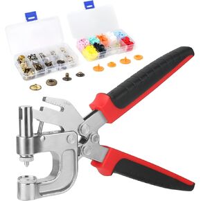 2 في 1 Snap Stapener Kit-كماشة مكافحة مريحة مع لكمة ثقب مدمجة ، مسطرة ، موت مغناطيسي ومولد ، 68 مجموعة من اللقطات المعدنية والبلاستيكية للنسيج والجلد ومشاريع DIY
