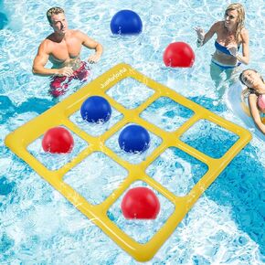 56 × 54 بوصة عملاقة TIC TAC TAC Game Game Game Floats ألعاب ألعاب ماء قابلة للنفخ ، ألعاب بركة عائمة مضحكة لمسبح السباحة والبالغين في الفناء الخلفي.