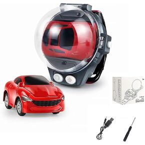 Mini Remote Control Watch Alloy Car Toys,2.4 GHz 50m Long Distance Small Racing Car with USB Charging,Cartoon RC Car Gift for 3-12 Years Old Boys and Girls (Blue)