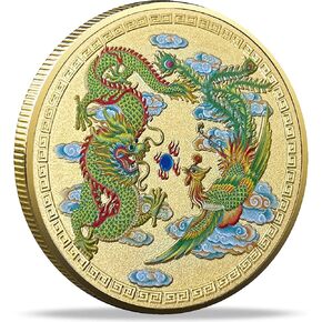 Chinese Mythical Creature Dragon Phoenix Attract Fortune Lucky Coin Lottery Tickets Scratcher Tool Good Luck Charms Challenge Coin