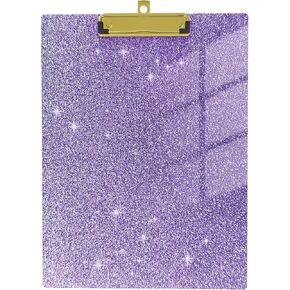 GLITTER CUTE CLEEBBOARD القياسية A4 الحرف حجم 12.2 "× 8.7" ، قصاصات أكريليك بلنو بلاستيك مع مقطع ذهبي منخفض المصممة للمعلم ، النساء ، الفصل (الأرجواني)