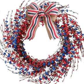 Idyllic 18 Inch Yellow Berries Leaves Wreath for Front Door, All-Season Wreath for Indoor and Outdoor