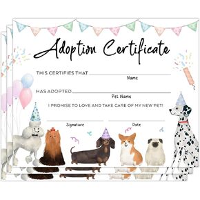 Puppy Adoption Certificates for Boys and Girls, Adopt A Pet Party Favors, Dog-Themed Adoption Party Decorations, Adopt an Animal Party Favor, Puppy Adoption Party Supplies -04