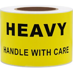 Hybsk 2x4 inch Yellow Heavy Handle with Care Special Handling Shipping Labels Stickers Total 200 Adhesive Labels Per Roll