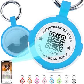 ADVENTUREMORE Airtags Holder with QR Code Smart Pet ID Tag Personalized Dog Tag, Waterproof Dustproof Air Tags Case with Smart ID Tag&Anti-Lost O-ring for, pet, Bag, Key Rose