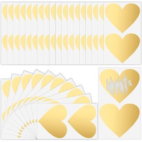 50pcs خدش الملصقات الملصقات 2 بوصة القلب خدش للاصوص على البطاقات الذهب ملصقات خدش الذهب لتذاكر اليانصيب ، وألعاب بطاقة السحب DIY ، والمكافأة ، والترويج