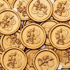 25pcs Wax Seal Stickers Alphabet C – Self-Adhesive Gold Initial Letter Seals, Handmade Baroque Style for Wedding Invitations, Envelopes, Birthday & Party (C)