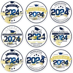 Whatsign 36pcs Class of 2024 التخرج ملصقات الملصقات 1.5 "التخرج علامات هدايا الملصقات تعرض التخرج ملصقات ملصقات لبطاقات الختم المظروف