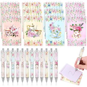 24 Pcs Coquette Bow Notepads Set Pink Bow Ballpoint Pens with Cute Bow Spiral Notebooks for Office Party Favors Supplies (Pink Bow)