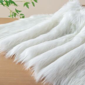 Faux Fur Fur Fluffy Crafts Fabric 23.6 × 59 بوصة بيضاء ، نسيج فرو أشعث طويل للأزياء ، زخرفة عيد الهالوين ، خياطة المنزل ، إمدادات الفنون الحرفية ، تنجيد ، مواد فروية عيد الميلاد