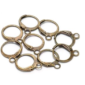 20Pcs Steel French Lever Earring Hooks Wire Settings Base Hoops Earrings with Open Loop for Men Women for DIY Jewelry Making Supplies(14×12mm) (Rose Gold)