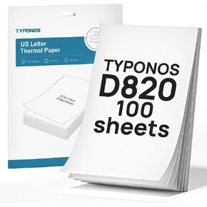D820 Thermal Printer Paper 8.5 x 11 Inch, Continuous Thermal Paper, US Letter Size printing paper Compatible with D820 Portable Printer, 100 Sheets