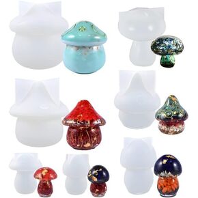 7 PCS الفطر راتنج قوالب فطر الجرار قوالب السيليكون مع غطاء لشموع DIY الفن الحلوى تخزين المجوهر