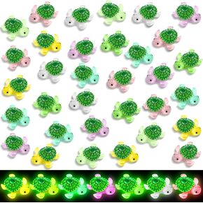 98 Pcs Luminous Mini Resin Turtles Miniature Sea Turtle Glow in The Dark Cute Tiny Turtles Figurines for Crafts Doll House Garden Miniature Moss Landscape Home Cake Topper Decor (Vibrant)