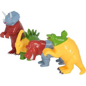 Playthings شعبية مزيج مغناطيسي أو ديناصورات تطابق مجموعة من 4 ديناصورات triceratops ، ستيجوسوروس ، باراسورولوفوس ، وتيرانوسور ريكس