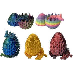5PCS Mini 3D Printed Egg with Dragon Inside with Luminous Rainbow Colors Set Mystery Articulated Crystal Dragon Egg Home Office Decor Executive Desk Toys