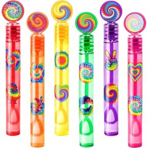 24PCS TIE صبغ DIY DIY Bubble Wands Party Favors 96pcs ملصقات لـ Goodie Bag Fillers Pinata ، Mini Bubble Bulk Multicolor Party Party Supplies Toys Gifts Class Ries for Toddlers Boys Girls