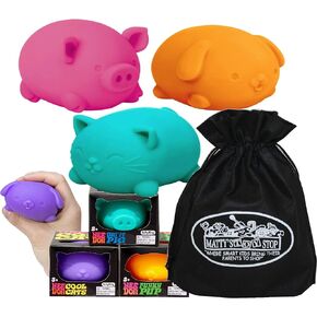 Scheylling nee doh cool cats ، حفر 'Pig & Funky Pup ... Groovy ، Squishy ، Squeezy ، stretchy fidget leuties مجموعة هدايا مع حقيبة تخزين - 3 عبوة (موسعة)