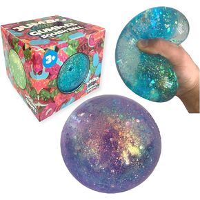 Jumbo 4 "كرة Gummee اللامعة ، كرة سكر بطيئة كبيرة البطيئة ، هدايا مثالية لتجول الإجهاد التملمي للبالغين والأطفال (الأرجواني)