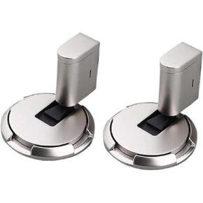 Mechanical Door Stopper、Double no - Hole Design with Strong Adhesive or Screw - fix Options. Suitable for Door Heights 5-20mm from The Floor. (Black*2)