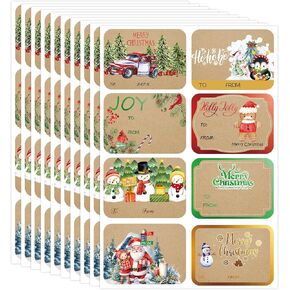 AuroTrends Christmas Gift Tags with String 48Pcs, Name Tags for Christmas Presents -Quality Christmas Tags with Holes& Pre-Cut Strings (8 Styles, 48 Pcs)
