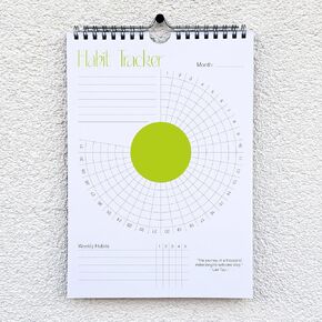 تقويم تعقب العادة (غير مؤرخ 12 شهرًا) مع Silver Spiral Bound and Hanger ، 7 "X10" Planner ، Daily Weekly Tracker Journal ، Habital Calendar ، تخطيط ملون.