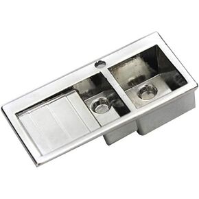 1pcs الفضة 1/12 حوض غسل واقعية المطبخ ملحق الأثاث مغرم مزدوج لمنزل الدمى ، الأدوار النموذجية لعب حجم الصديق للبيئة ، ملحق دمية ， أثاث دمية