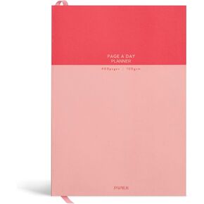 Papier Undated Daily Planner - Pink, 8.46"L x 6.02"W | Hardback Cover Notebook Diary, Write Personal & Work To-Do Lists & Organize Priorities | Includes Day Per Page Checklist, Monthly Views & Gridded Notes Pages