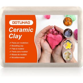 Pottery Clay, 4.4 LB Air Dry Clay, Clay for Pottery,Ceramic Clay for Sculpting, and Hand Building, Ideal for Beginners and Advanced Sculptors, Home DIY Clay for Adults Kids (White,4.4 LB)
